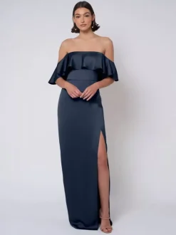 Bridesmaid Dress Satin Fabric Ball Gown Floor-Length Wedding Party Dress
