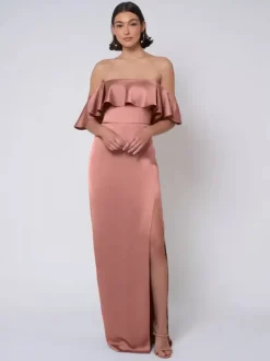 Bridesmaid Dress Satin Fabric Ball Gown Floor-Length Wedding Party Dress