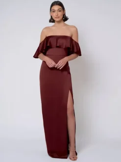 Bridesmaid Dress Satin Fabric Ball Gown Floor-Length Wedding Party Dress