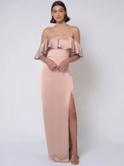 Bridesmaid Dress Satin Fabric Ball Gown Floor-Length Wedding Party Dress