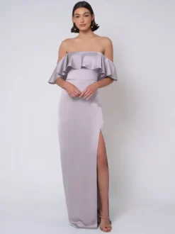 Bridesmaid Dress Satin Fabric Ball Gown Floor-Length Wedding Party Dress