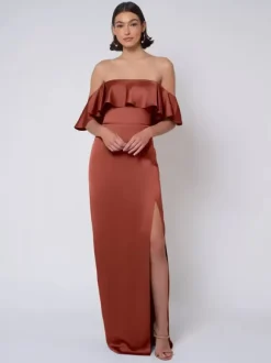 Bridesmaid Dress Satin Fabric Ball Gown Floor-Length Wedding Party Dress