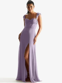 Bridesmaid Dress Sheath Floor-Length Zipper Chiffon Formal Gowns