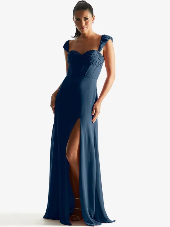 Bridesmaid Dress Sheath Floor-Length Zipper Chiffon Formal Gowns