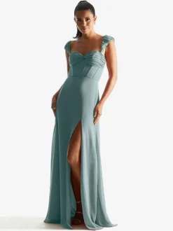 Bridesmaid Dress Sheath Floor-Length Zipper Chiffon Formal Gowns