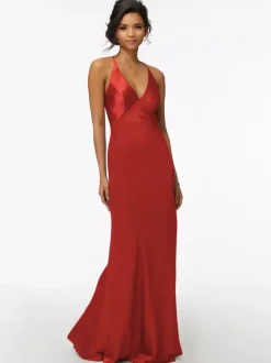 Bridesmaid Dress Sheath Floor-Length Zipper Satin Fabric Wedding Party Dress