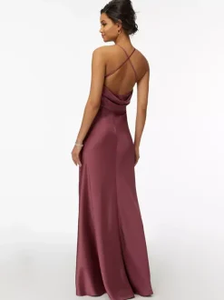 Bridesmaid Dress Sheath Floor-Length Zipper Satin Fabric Wedding Party Dress