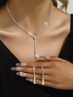Bride's Wedding Jewelry Set Attractive Metal Cubic Zirconia