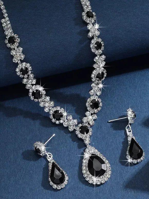 Bride's Wedding Jewelry Set Charming Metal Diamond