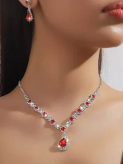 Bride's Wedding Jewelry Set Charming Metal Diamond