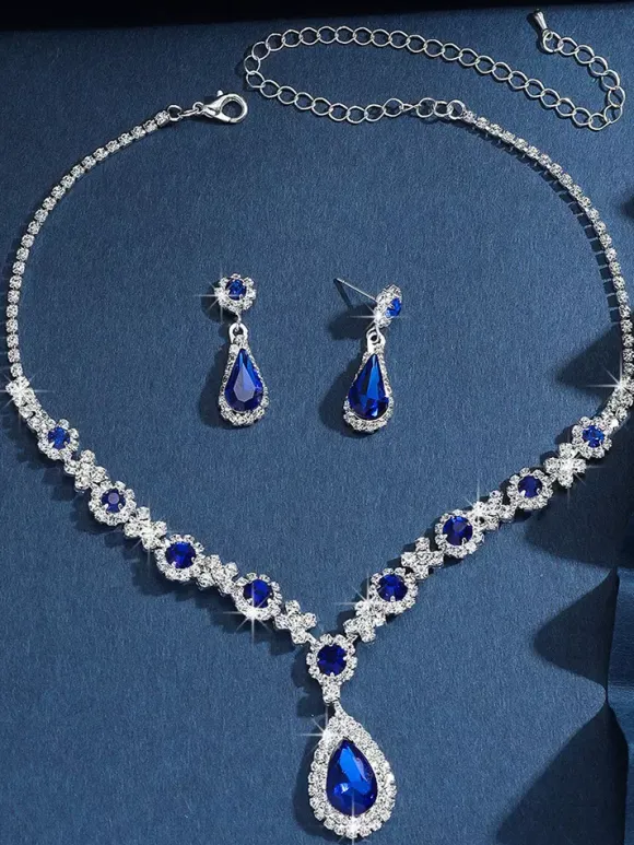 Bride's Wedding Jewelry Set Charming Metal Diamond