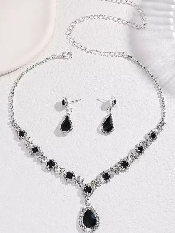 Bride's Wedding Jewelry Set Charming Metal Diamond