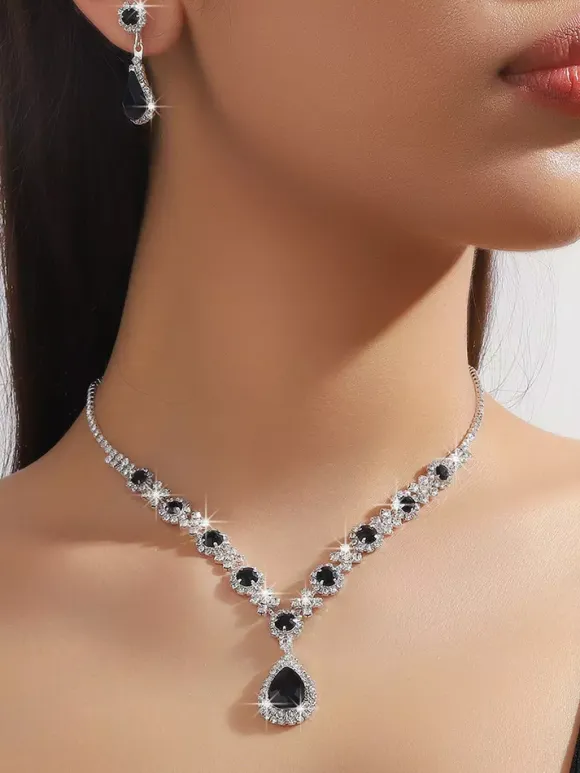 Bride's Wedding Jewelry Set Charming Metal Diamond