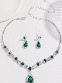 Bride's Wedding Jewelry Set Charming Metal Diamond