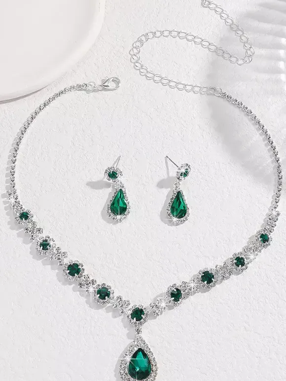 Bride's Wedding Jewelry Set Charming Metal Diamond
