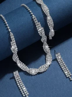 Bride's Wedding Jewelry Set Gorgeous Cubic Zirconia Metal