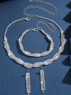 Bride's Wedding Jewelry Set Gorgeous Cubic Zirconia Metal