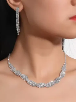 Bride's Wedding Jewelry Set Gorgeous Cubic Zirconia Metal
