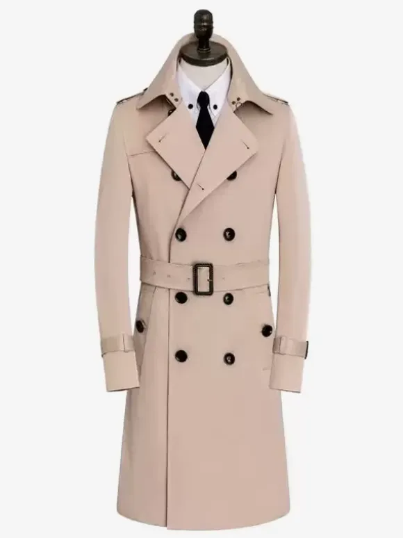 British Windbreaker Mid-Length Slim Business Windbreaker Windproof Jacket Men's Coat