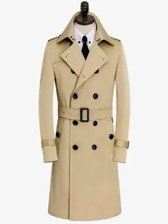 British Windbreaker Mid-Length Slim Business Windbreaker Windproof Jacket Men's Coat