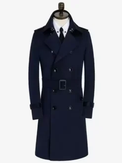 British Windbreaker Mid-Length Slim Business Windbreaker Windproof Jacket Men's Coat
