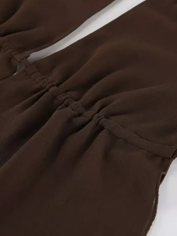 Brown Cami Top Chiffon Backless Sexy Women Camis