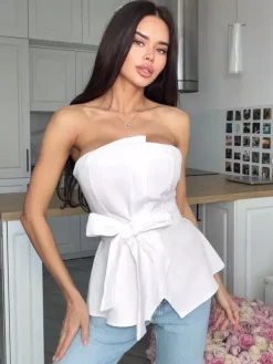 Brown Cami Top Strapless Casual Women Camis