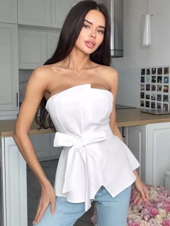 Brown Cami Top Strapless Casual Women Camis