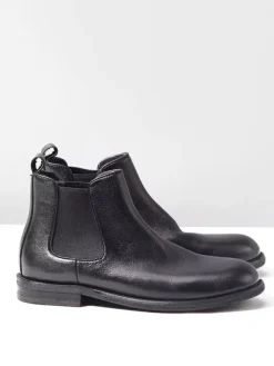 Brown Chelsea Boots Genuine Leather Round Toe Slip On Booties