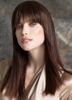 Brown Hair Wigs Long Straight Women's Blunt Fringe Synthetic Wigs