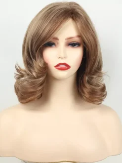 Brown Medium Curly Hair Side-parted Full Head Synthetic Wig For Women 2026