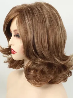 Brown Medium Curly Hair Side-parted Full Head Synthetic Wig For Women 2026