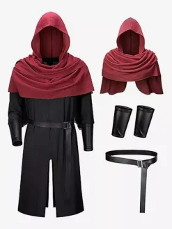 Brown Monk Robe Men's Medieval Friar Priest Tunic With Hooded Cowl Renaissance LARP Costume With Belt