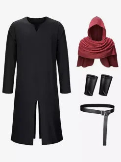 Brown Monk Robe Men's Medieval Friar Priest Tunic With Hooded Cowl Renaissance LARP Costume With Belt