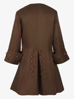 Brown Vintage Top Retro Buttons Long Sleeves Overcoat Retro Costumes For Man