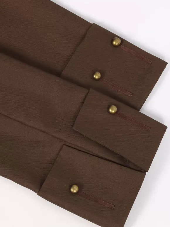Brown Vintage Top Retro Buttons Long Sleeves Overcoat Retro Costumes For Man