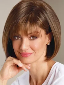 Brown Bob Short Straight Hair With Air Bangs Synthetic Wig For Women 2026