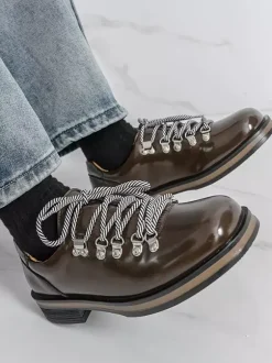 Brown Casual Shoes Men's Round Toe Lace Up Shoes