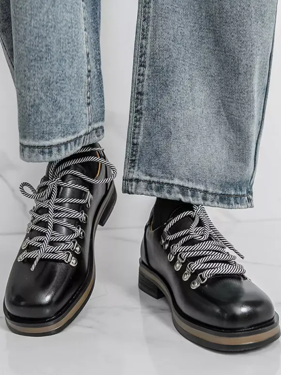 Brown Casual Shoes Men's Round Toe Lace Up Shoes