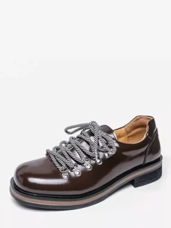 Brown Casual Shoes Men's Round Toe Lace Up Shoes