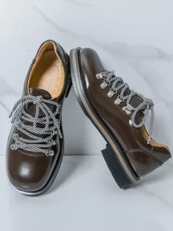 Brown Casual Shoes Men's Round Toe Lace Up Shoes