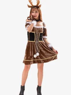 Brown Christmas Cute Reindeer Christmas Costume Party Clothing