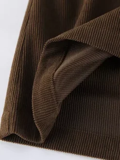 Brown Corduroy Women Mini Skirt - Retro High Waisted Slim Fit A-Line - Spring Casual Streetwear 2026