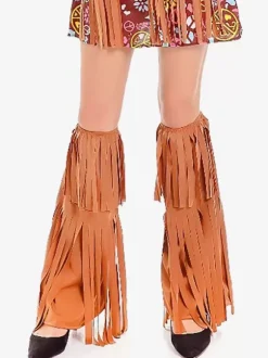 Brown Costumes Fringe Leg Warmer Women Retro Accessory Masquerade Ball Gown
