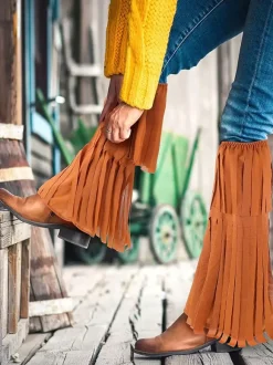 Brown Costumes Fringe Leg Warmer Women Retro Accessory Masquerade Ball Gown