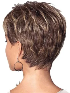 Brown Short Wigs Women's Curly Layered Pixies And Boycuts Synthetic Wigs