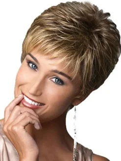 Brown Short Wigs Women's Curly Layered Pixies And Boycuts Synthetic Wigs
