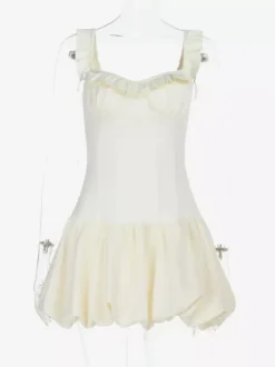 Bubble Hem Mini Dress For Women - Coquette Aesthetic Ruffle Corset Fit - Summer Beach Party Look 2026