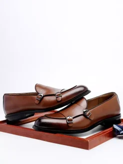 Buckle Round Toe PU Leather Monk Loafer Shoes For Men