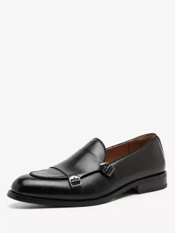 Buckle Round Toe PU Leather Monk Loafer Shoes For Men